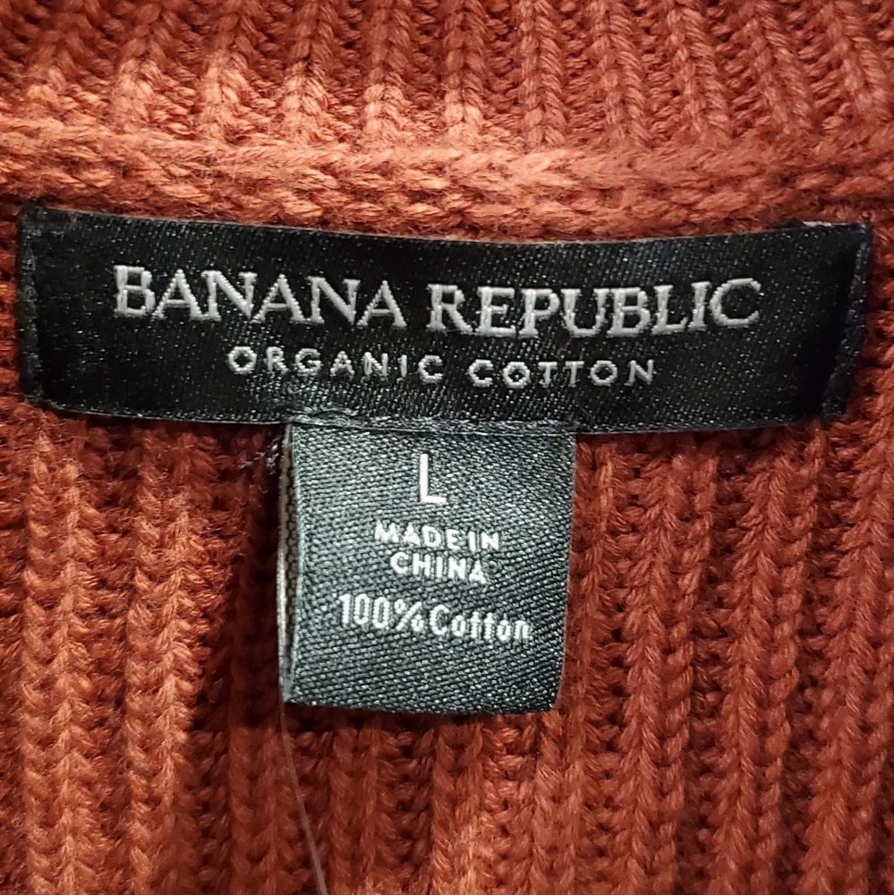 Banana Republic Rust Shawl  100% Organic Ribbed Cotton Cardigan Size Large New